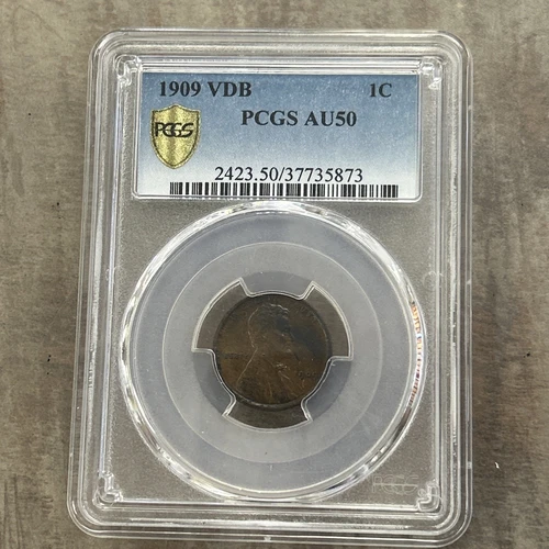 1909 VDB Lincoln Wheat Cent PCGS AU50