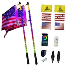 2 Pack 3ft LED Whip Lights with Spring Base, APP  Wireless Remote, 2 Pack 3FT