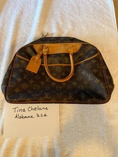 Louis Vuitton Vintage Deauville Monogram Hand Bag M47270 Leather Brown Authentic