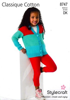 Stylecraft Neu Strickmuster 8747 Baby/Mädchen Strickjacke 22-32'' DK