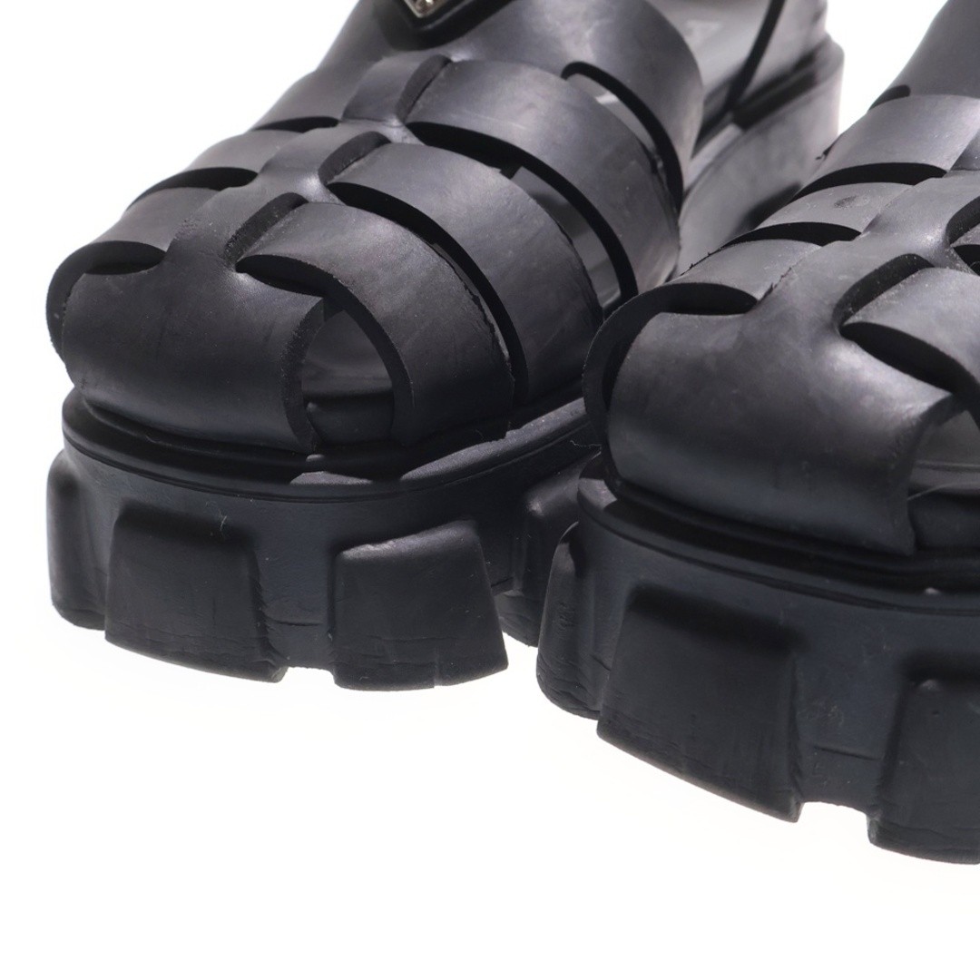 PRADA Monolith Round Toe Sandals Triangle Logo Rubber Shoes Black 1x853M Used 85 thumbnail 6