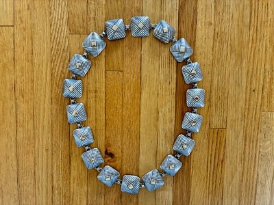 Stunning Vtg Leonard Schmallie Sterling and 14K Gold Signed Link Necklace