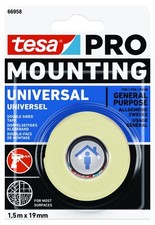 tesa Pro Mounting  Klebeband universal 1,5m x 19mm doppelseitiges Klebeband weiß
