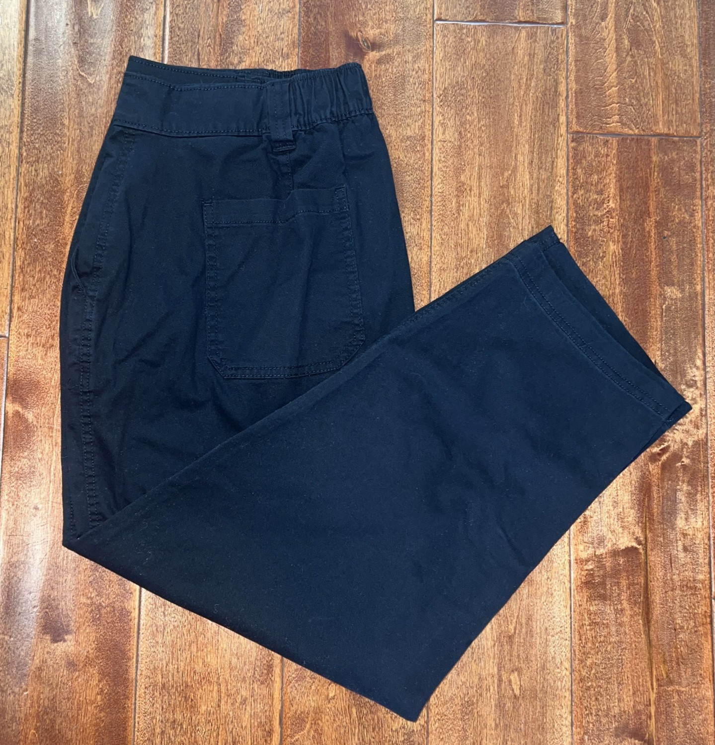 Gap OG Chino Pants Womens Petite Large Black Easy Pant Waist 98percent Cotton