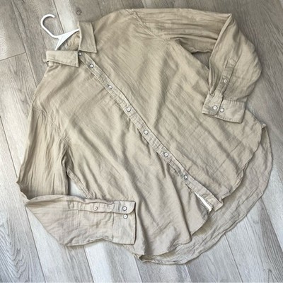 rag & bone Shirt cotton gauze button up mens Beige (xlarge) preppy date classic