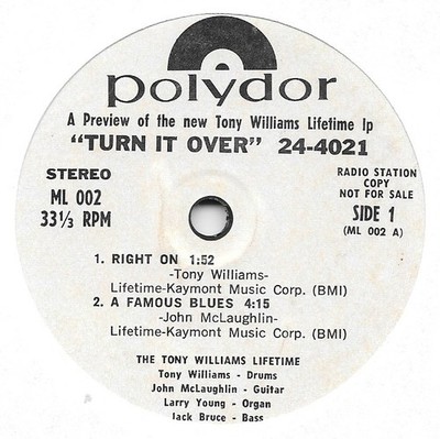 TONY WILLIAMS LIFETIME Turn It Over Preview fusion psych prog 33RPM 7'' HEAR