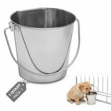 Flat Sided Stainless Steel Bucket, 1 Quart 0.25 Gallon Hanging Feeding Pail...