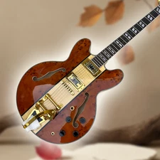 Hollow body jazz electric guitar decayed wood body bigsby vibrato system