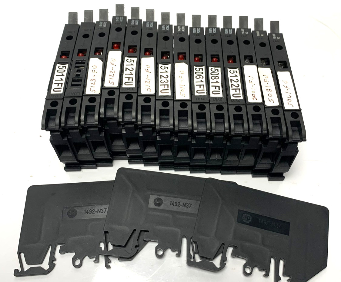 (Lot of 14!) Allen Bradley 1492-H Fuse Holder Terminal Blocks Plus End Barriers