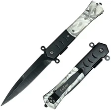 ElitEdge Assisted Folding Knife 4″ False Edge 420C Steel Blade Acrylic Handle