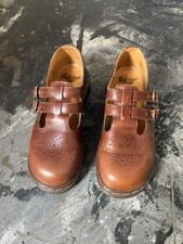 Vintage Dr. Martens Made in England Brown Leather Buckle Mary Jane Size 8 / 9