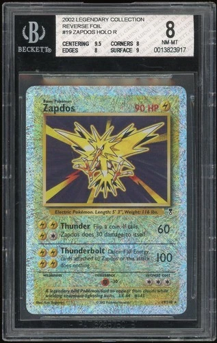 2002 Pokemon Legendary Collection Reverse Foil Zapdos Holo Rare #19 BGS 8.0