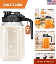 Breast Milk Pitcher, 32 OZ Mason Jar Pitcher with Lid Double Leak Proof,1 Qua...