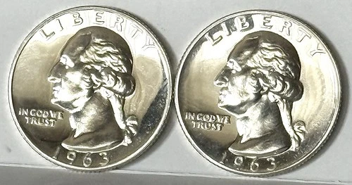 (2) ** 1963 Proof Washington Quarters ** 90% Silver  **