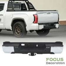 Step Rear Bumper w/ Tow Hitch Satin Chrome New For Toyota Tundra 2022-2024