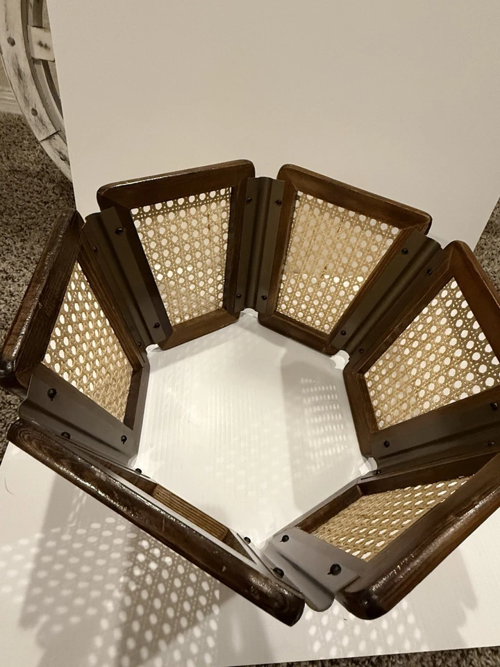 Montgomery Ward Vintage Madera Ratán Bastón Tejido o Bambú Pantalla 6 Paneles Foto 2 de 4