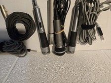 Set Of 4 Vintage Microphones With Cables 2 Allied And 2 Unknown Untested