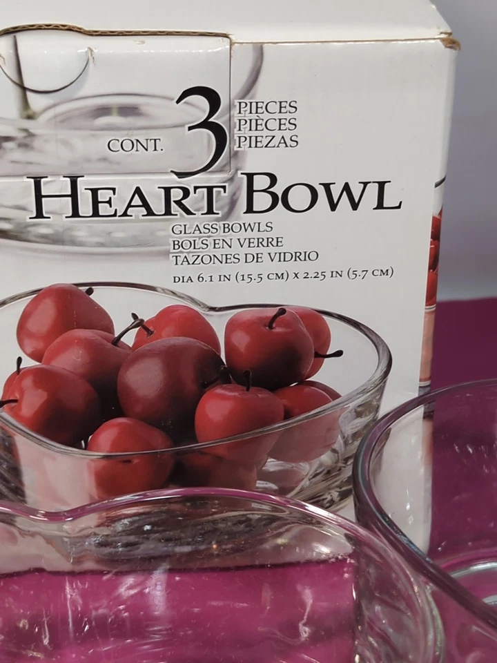 3 件全新透明心形玻璃碗糖果盘饰品情人节 Libbey 5072 — 第 4/4 张图片