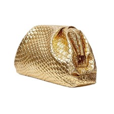 Women’s Woven Leather Clutch Crossbody Bag Gold Silver party Evening dress bag