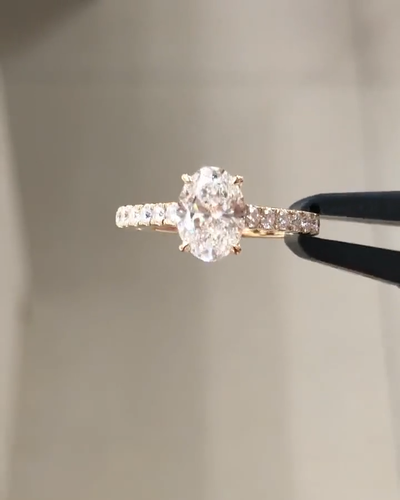 1.50 Ct Oval Real Moissanite Solitaire Engagement Ring 14k Yellow Gold Plated - Video 1 of 1