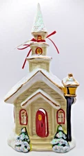 NEW Blue Sky Clayworks Christmas CHURCH STREET LIGHT Tea Light Candle House NWT