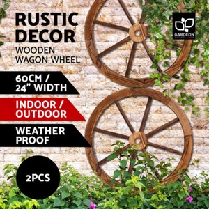 Gardeon Garden Decor Outdoor Ornament 2X Wooden Wagon Wheel