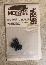 Detail Associates 1507 HO Scale MU Receptacles - With Blank Covers - 3 Types (2)