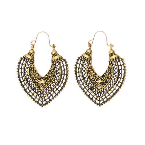 Women Lady Retro Boho Round Ear Hook Hollow Pendant Drop Dangle Jewelry Earrings - Picture 10 of 30