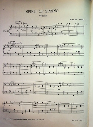 Partitura Ilustrada F. Aveline Spirit of Spring Waltz Harry Wood 1917 - Imagen 2 de 2