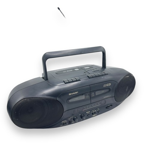 Sharp Boombox WQ-CD220 Cd Synchronous Recording Dual Cassette Am/fm Radio X-Bass - Picture 2 of 8