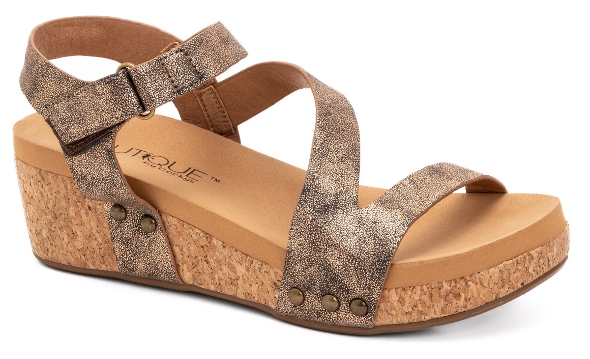 Corky's Women's Keep It Casual Wedge Shoes in Black and Bronze