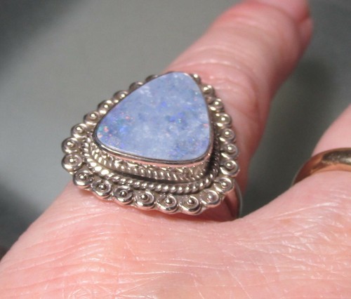 Sterling silver 925 Australian blue opal doublet ring UK Q½/US 8.25. Gift Bag. - Picture 6 of 6