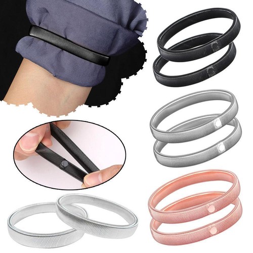 2Pcs Adjustable Shirt Sleeve Holders Metal Arm Bands s For Men Ladie Garter A8B7