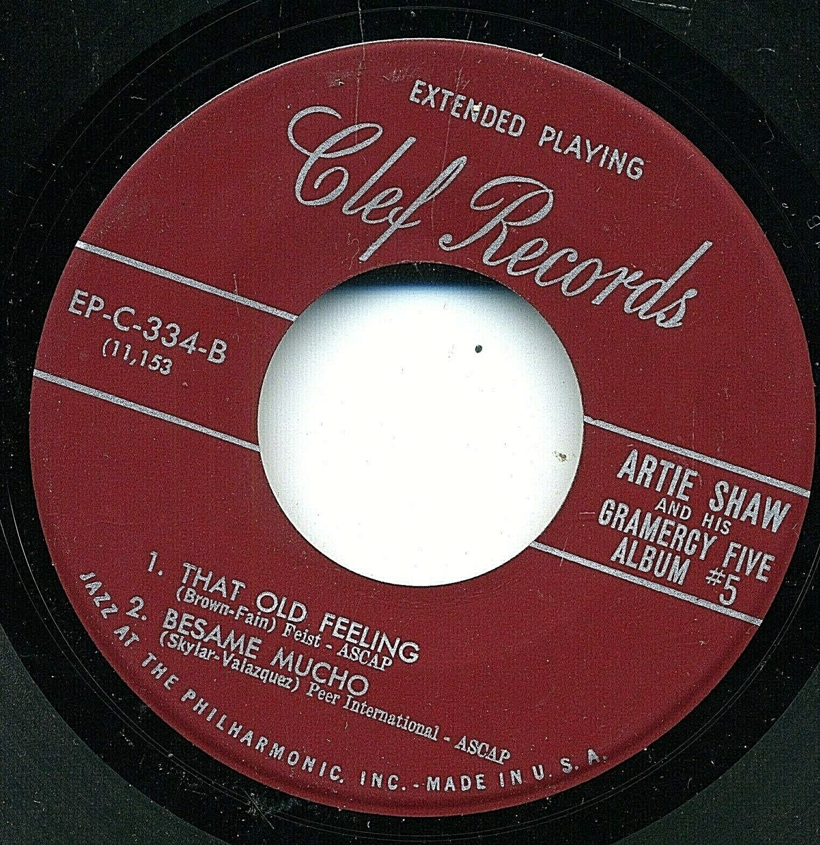 Artie Shaw and His Gramercy Five Album #5 45 EP PLAY TESTED