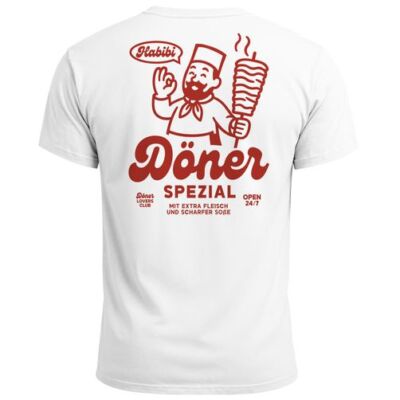 Herren T-Shirt Backprint Döner Spezial Funshirt mit witzigem Kebab Rückendruck