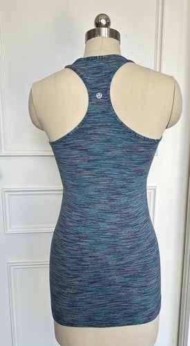 Lululemon Cool Racerback Tank Reversible Green/Blue Purple Multi Can 6 Aus 10 - Picture 2 of 8