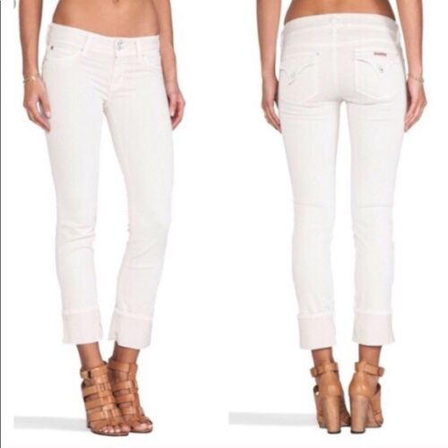 NWT NEW HUDSON GINNY WHITE CROP STRAIGHT CUFF FLAP POCKET WOMEN'S JEANS SZ 26