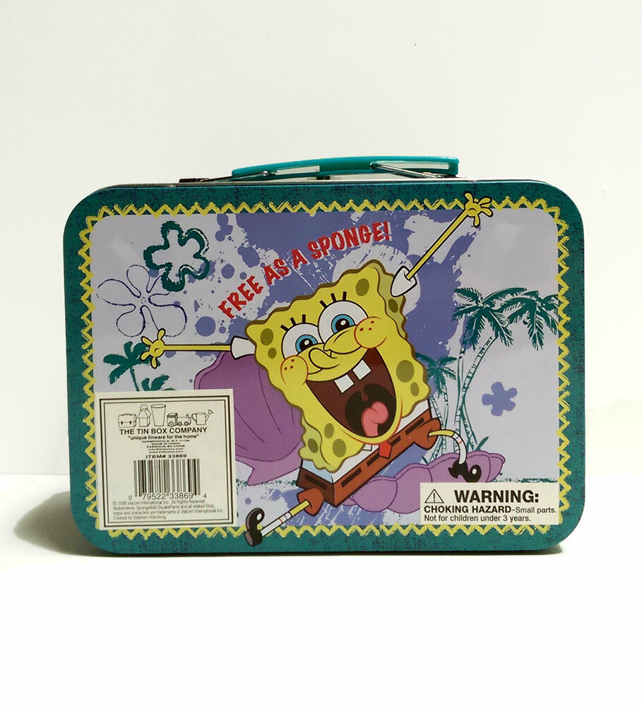 SPONGEBOB SQUAREPANTS Metal Tin Storage Lunch Box Kids Carry