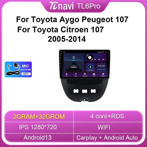 Autoradio pour Peugeot économies 107 Toyota Aygo Citroen C1 2005-2014 Stéréo Lecteur GPS