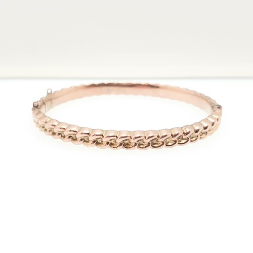 Antiker viktorianischer Armreif 9 kt 9 kt Gold Metallkern Panzer Gliedermuster Armband Druckknopf