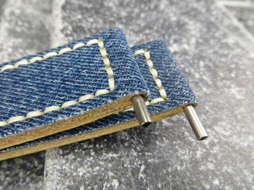 New 20mm BIG CANVAS Italian Leather Strap Blue Denim Watch Band BREITLING 20 - Picture 11 of 21
