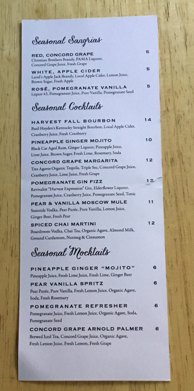 Harvest Seasonal Grill Wine Bar Moorestown NJ Menu Happy Hour Gluten