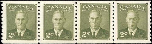 Canada Mint NH F-VF Jump Strip of 4 2c Scott #309ii Coil 1951 Stamps - Picture 1 of 2