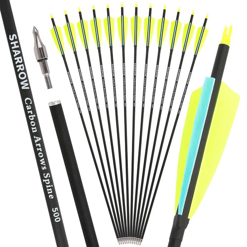 30" Carbon Arrow Archery SP500 4" Turkey Feather Recurvebow Compound Bow Hunting - Picture 21 of 21