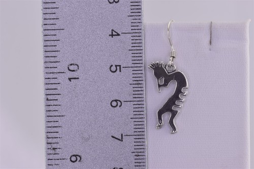 Sterling Silver 22mm x 9mm Polished Kokopelli 925 Hook Earrings - Picture 6 of 6
