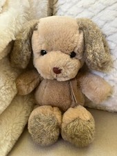 Russ Berrie Vintage Dunhill Dog Soft N Suede Plush Tan Brown Gray 9" Stuffed Toy