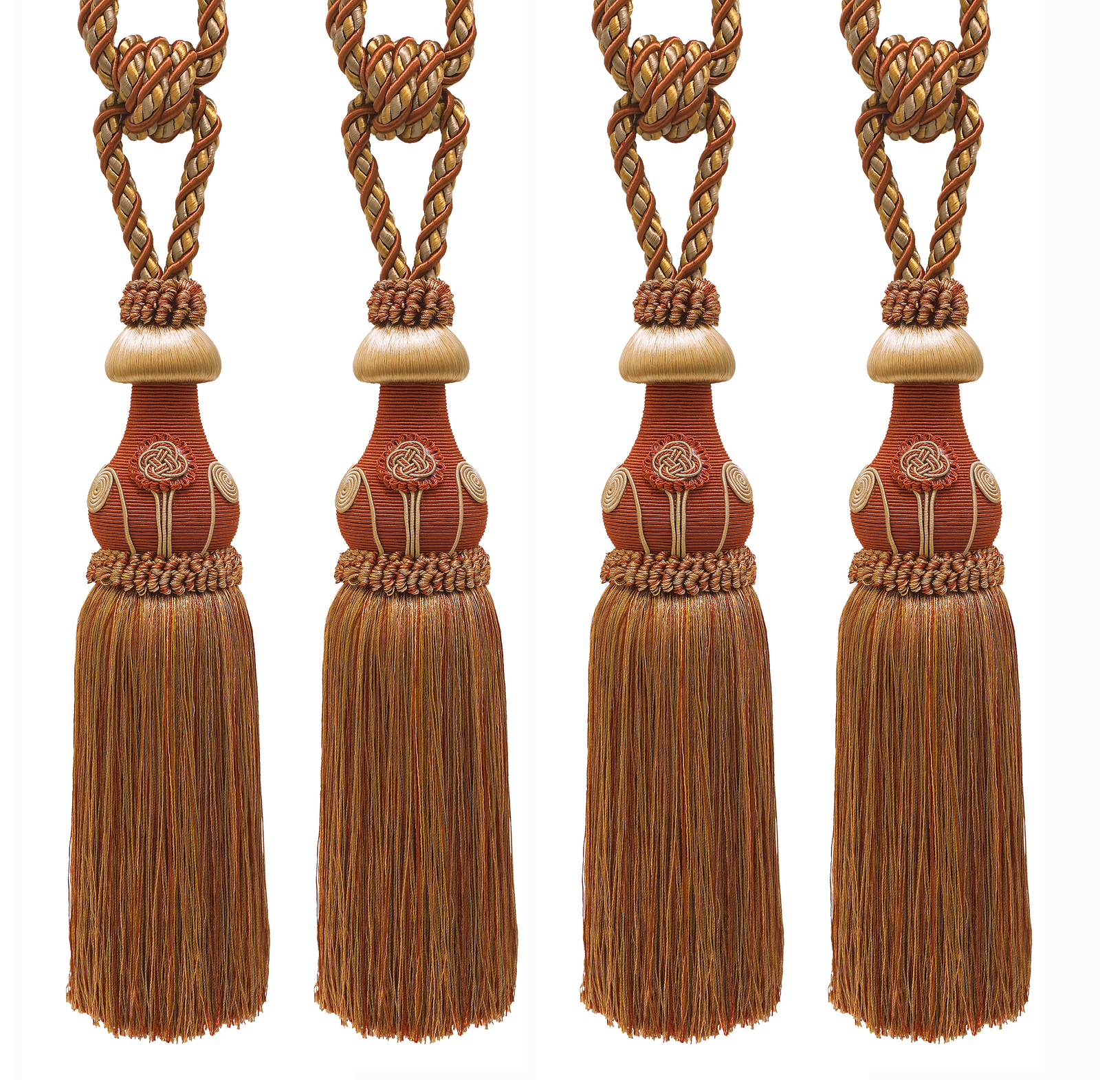 DÉCOPRO Tassel Tieback, Color# 6122 - Cinnamon Toast Orange [Set of 4]