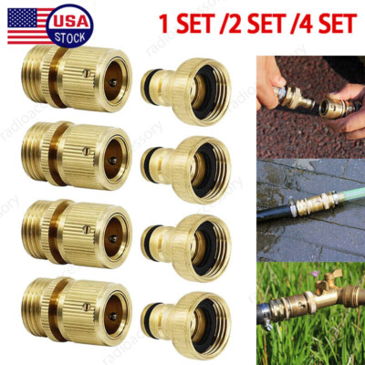 #ad #ad 1 4 SET Garden Hose Quick Connector. ¾quot; GHT Thread Brass Easy Connect Fittings $20.98