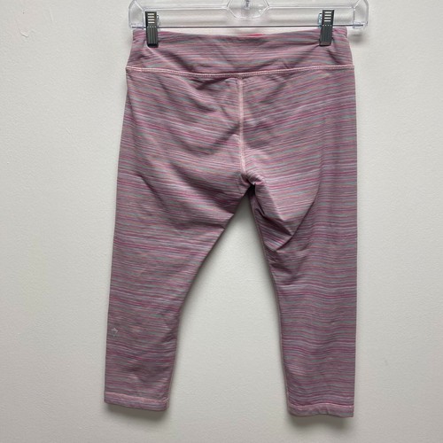 Ivivva Lululemon Girls Purple Pink Stripes High Rise Pull On Crop Leggings 14 - Picture 2 of 6