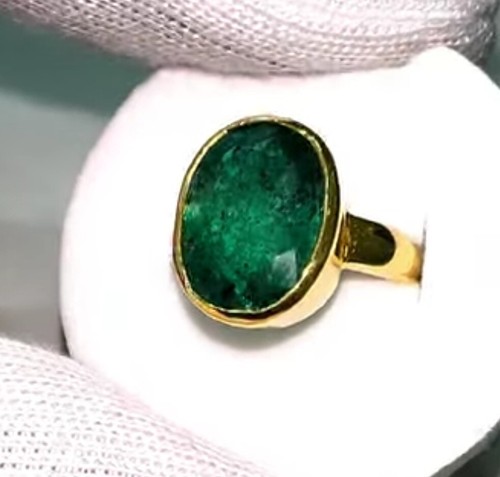 Anillo Esmeralda Natural Piedra Natal Astrológica para Unisex Chapado en Oro 14k Plata - Imagen 3 de 6